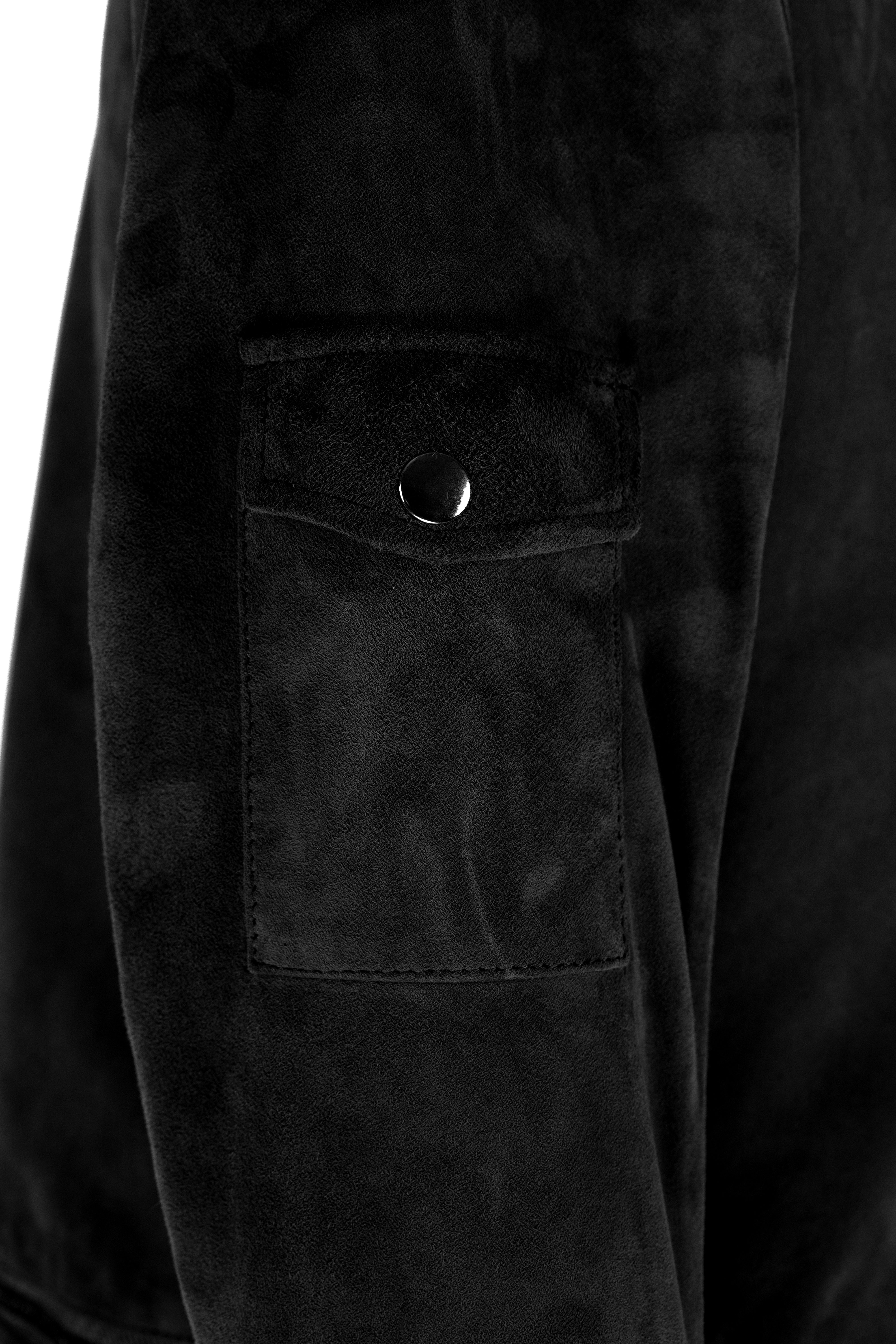 Crew Neck Leather Jacket
